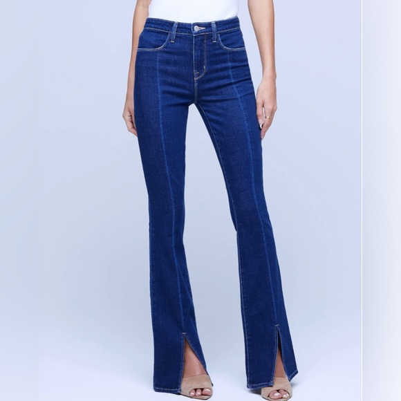 L’AGENCE 🆕 ‘Beatrix’ Split Hem Baby Bootcut Jeans Arroyo. Luxury Brand Sz 33. 😍 - Picture 3 of 5